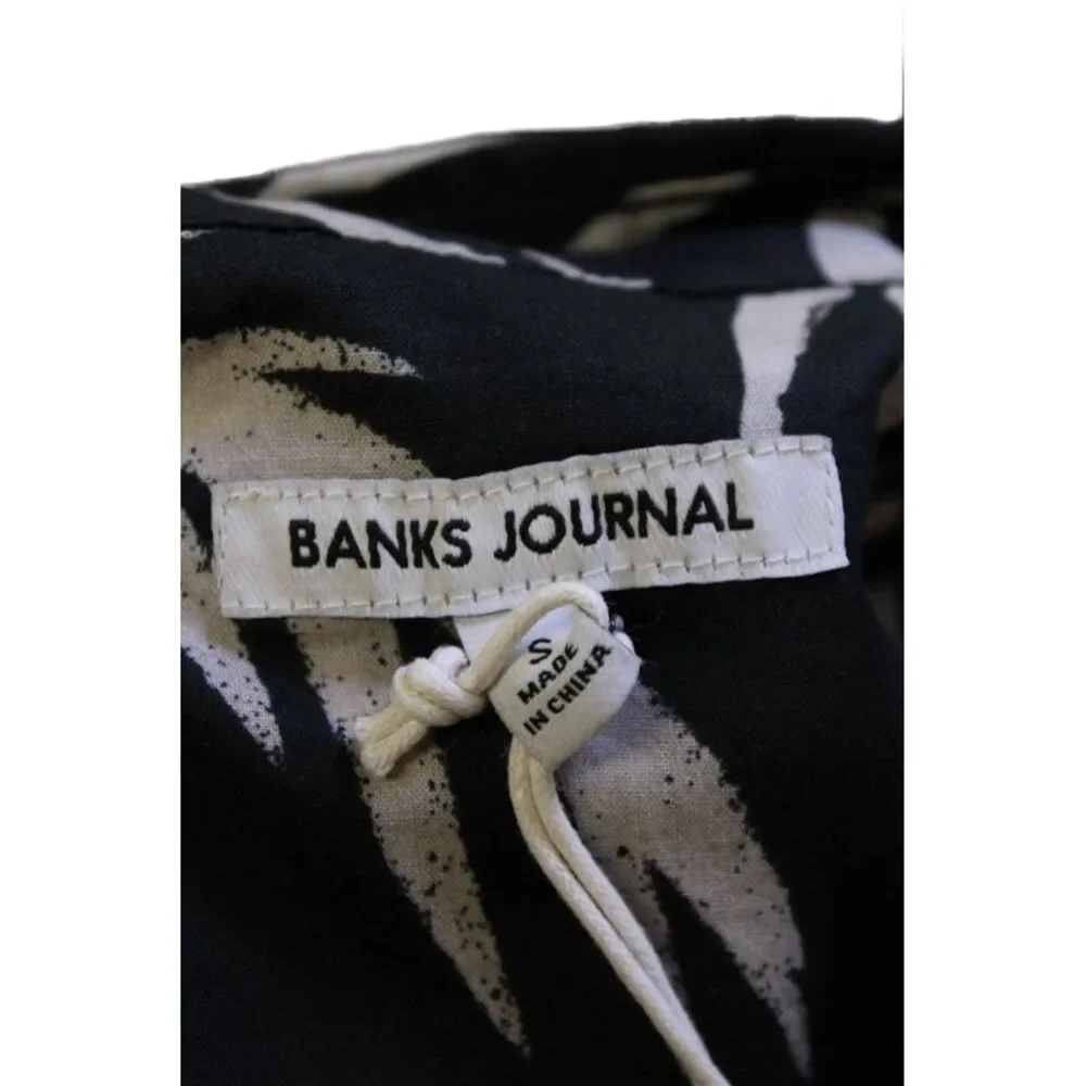 Banks Journal Mens Button Front Short Sleeve Grove Shirt Black Gray Size Small